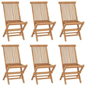 Cadeiras de jardim dobráveis 6 pcs madeira de teca maciça