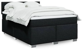vidaXL Cama com molas/colchão 140x200 cm tecido preto