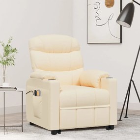 vidaXL Poltrona de massagens tecido cor creme