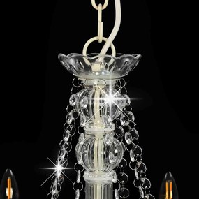 Lustre com contas lâmpadas 8 x E14 branco