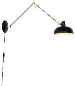 Candeeiro de parede retro preto com bronze - Milou Retro