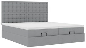 Estrutura de cama otomana com colchões tecido cinzento claro