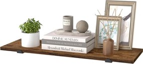 Prateleira de parede 20 x 60 x 7 cm, com capacidade para até 10 kg, castanho vintage e preto