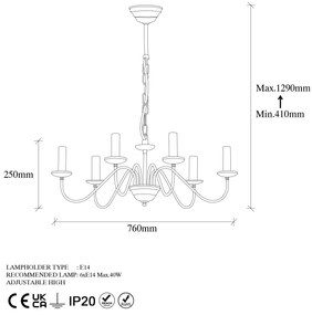 Candeeiro Chandelier Firat – Preto Antigo – 76 x 76 x 41 cm