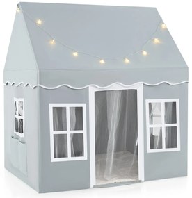 Tenda de brincar para crianças 134 x 118 x 100,5 cm com luzes LED em forma de estrela e tapete antiderrapante com 2 janelas para maiores de 3 anos Cin