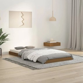 vidaXL Estrutura de cama solteiro 90x190 cm pinho maciço castanho mel