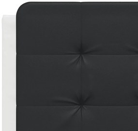 Cama com colchão 140x200 cm couro artificial preto e branco
