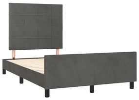 Estrutura de cama c/ cabeceira 120x200cm veludo cinzento-escuro