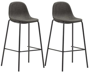 Cadeiras de bar 2 pcs tecido cinzento-escuro