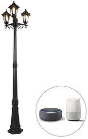 LED Lanterna inteligente de exterior preta 3 luzes incl. Wifi ST64 - New Haven Clássico / Antigo