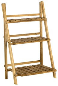 Outsunny Suporte para Plantas de 3 Níveis Dobrável para Interior e Exterior 60x37x93 cm Madeira