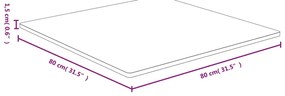 Tampo de mesa 80x80x1,5 cm bambu