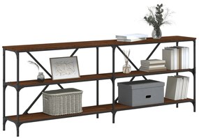 Mesa consola 200x30x75cm deriv. madeira/ferro carvalho castanho