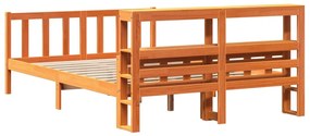Estrutura cama c/ cabeceira 160x200cm pinho maciço castanho-mel