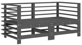 Sofás de canto com almofadões 2 pcs pinho maciço cinzento