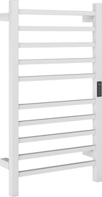 Toalheiro Elétrico de Parede 110W com Controlo WIFI Ecrã Tátil Temporizador 10 Barras Temperatura Ajustável Baixo Consumo IPX4 45x11x80 cm  Branco