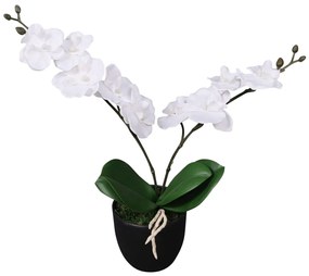 Planta orquídea artificial com vaso 30 cm branco