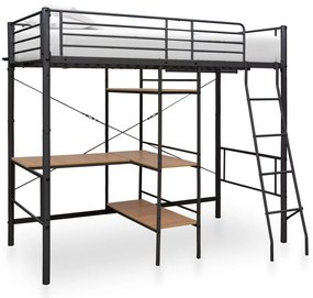 vidaXL Beliche com secretária 90x200 cm metal cinzento