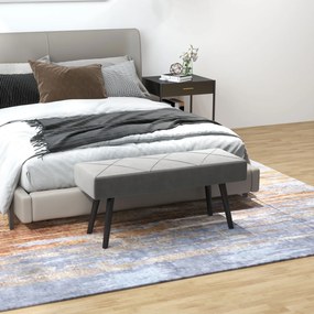 Banco de Pé de Cama Multifuncional e Moderno Banco de Dormitório com Pés de Aço e Assento Acolchoado 100x36x45 cm Cinza