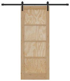 Porta Deslizante com Conjunto de Hardware 78x202 cm Madeira de Pinho M
