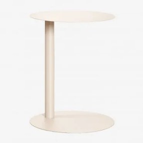 Mesa Auxiliar Para Jardim Redonda Ø40 Cm Em Aço Yannik Tapioca Bege - Sklum