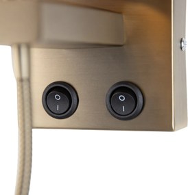 Candeeiro de Parede Bronze com Braço Flexível e Abajur Laranja com Interior Dourado 18cm - Brescia Combi