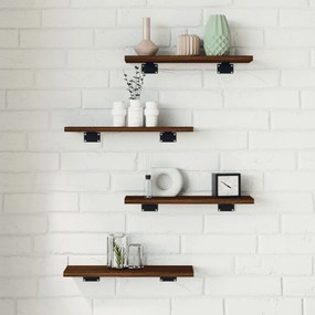 vidaXL Prateleiras parede 4 pcs derivados de madeira carvalho castanho