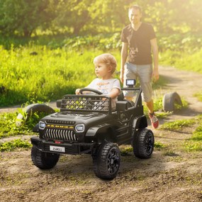 Carro Elétrico para Crianças Carro Elétrico Infantil UTV 12V com Velocidade Ajustável USB e Faróis  95x62,5x65 cm Preto