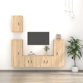 vidaXL Conjunto móveis de TV 5 pcs madeira processada carvalho sonoma