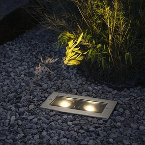 Foco de chão moderno em aço 2 luzes ajustáveis IP65 - Oneon