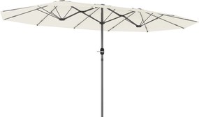 Outsunny Guarda-sol duplo 436 x 260 cm, proteção UV, guarda-sol em aço com manivela, oval, Bege | Aosom Portugal
