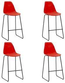vidaXL Cadeiras de bar 4 pcs plástico vermelho