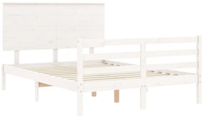 Estrutura de cama com cabeceira 140x200cm madeira maciça branco
