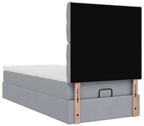 Cama otomana com colchão 90x200 cm tecido cinzento claro