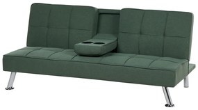 Sofá-cama de 3 lugares em tecido verde ROXEN Beliani