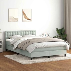 vidaXL Cama com molas/colchão 140x220 cm veludo cinzento-claro