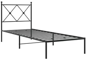 Estrutura de cama metal s/ colchão c/ cabeceira 75x190 cm preto