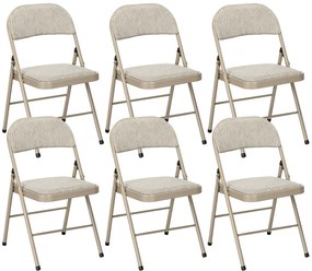 HOMCOM Lote de 6 Cadeiras Dobráveis Cadeiras de Jantar Portáteis Estrutura em Aço 45x46x78 cm Bege | Aosom Portugal
