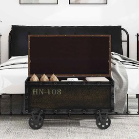 vidaXL Banco de arrumação madeira maciça/couro artificial 80,5x41x50cm