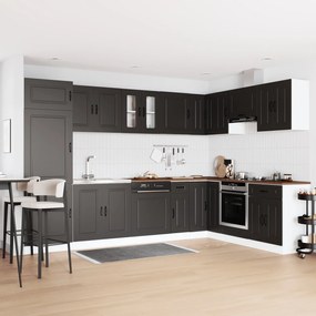 Armário de Cozinha vidaXL 'Kalmar'com Duas Pias Preto em Madeira de En