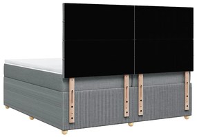 Cama com molas/colchão 200x200 cm tecido cinza-claro