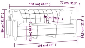 Sofá 3 lug. c/ almofadas 180 cm couro artificial vermelho tinto