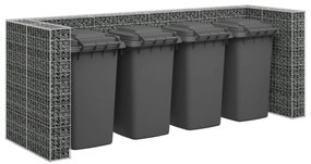 vidaXL Muro gabião p/ caixotes do lixo aço galvanizado 320x100x120 cm