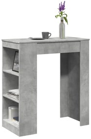 Mesa de bar c/ prateleiras derivados de madeira cinza cimento