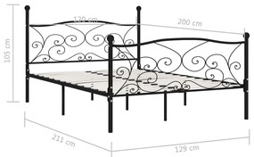Estrutura de cama com estrado de ripas 120x200 cm metal preto