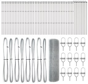 Cerca de Fio Soldado com 13 Postes 0.6x100 m Aço Galvanizado