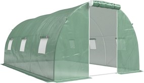 Outsunny Estufa Tipo Túnel de Exterior 4,5x3x2 m com Paredes Laterais Enroláveis 6 Janelas de Malha e Porta Enrolável com Fecho de Correr Verde | Aosom Portugal