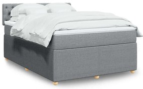 vidaXL Cama com molas/colchão 160x200 cm tecido cinzento-claro