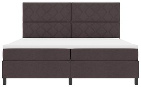 Cama Box com Colchão e Luz LED em Castanho Escuro, 200x200 cm, Tecido