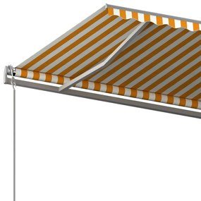 Toldo retrátil manual com postes 6x3 m amarelo e branco